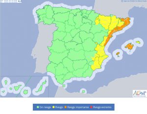 Riesgo amarillo y naranja en el área mediterránea