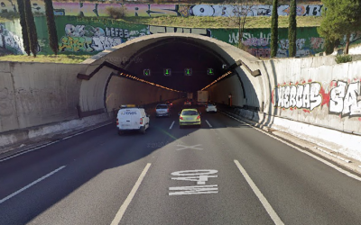 Reducción de carriles en la M-40 a la altura de los túneles del Pardo